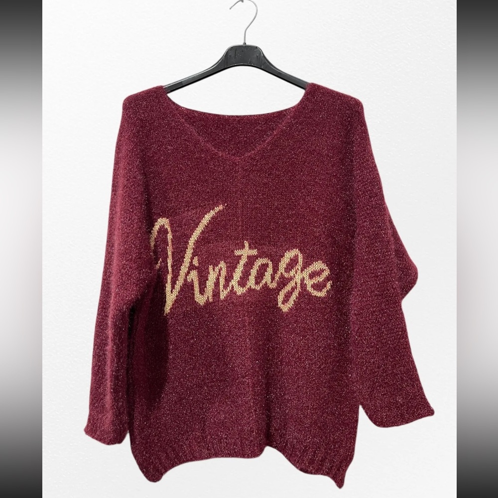 ShopEvelynne Burgundy V-Neck Sweater NWT